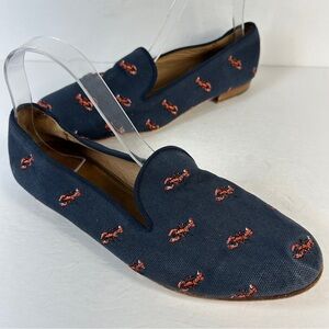 Coach Navy and Orange Patterned Women’s Loafers 11B